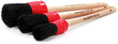 Maxshine Detailing Brushes Set for Interior and Exterior Detailing, Black & Red