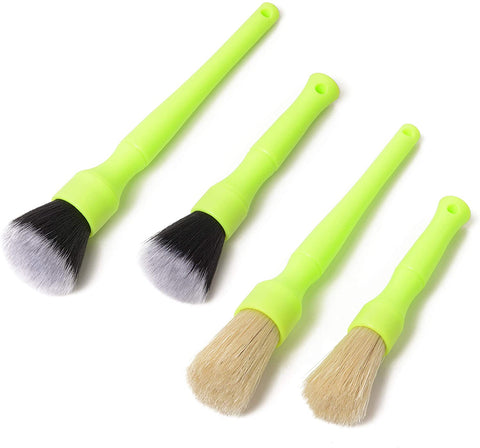 Grime Grabber Detailing Detailing Brush 4-Pack, Synthetic and Boar's Hair Brush Kit for Automotive Interior and Exterior Detailing