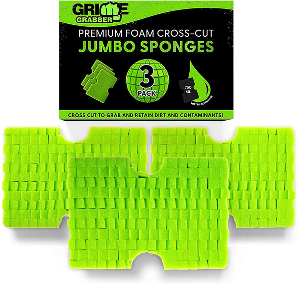Grime Grabber Detailing Jumbo Cross-Cut Grid Sponge 3-Pack